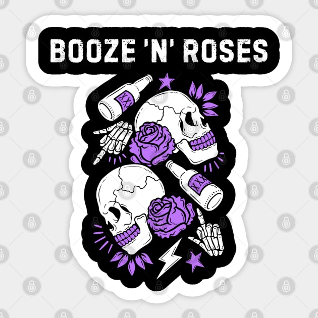 Booze ’N’ Roses Sticker by Stylecombinator